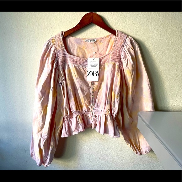 ZARA Tie Dye Crop Blouse - Picture 11 of 14